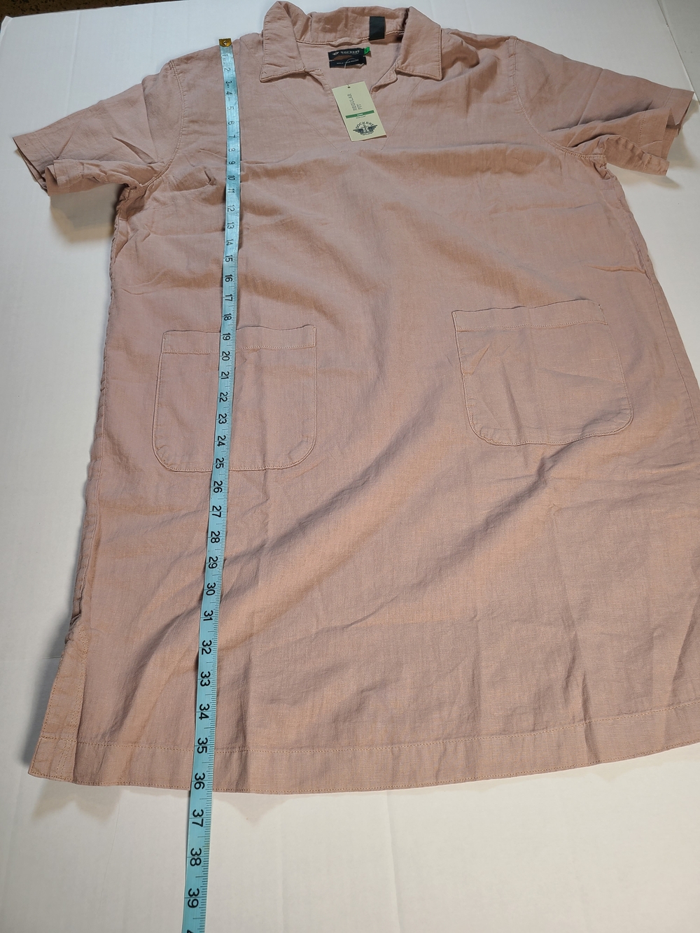 Dockers Blush Pink Womens XL V-Neck Linen Blend Stylish Dress - Picture 11 of 13